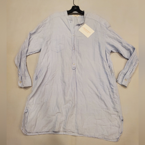 NWT$395 Isabel Marant Etoile Mock Neck Shirt Dress Tonal Stripe Tunic 36 (4) S-M - Picture 5 of 16